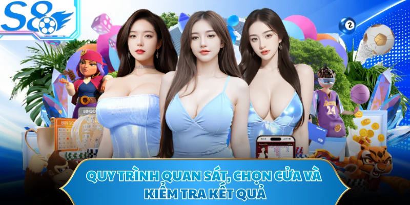 Quy trình quan sát, chọn cửa và kiểm tra kết quả